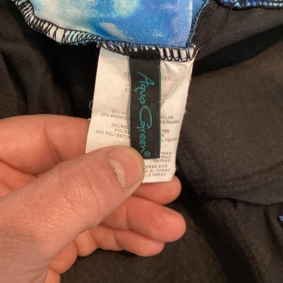 Aqua Green Blue Tie-Dye One-Piece Swimsuit Size Large - Picture 6 of 7